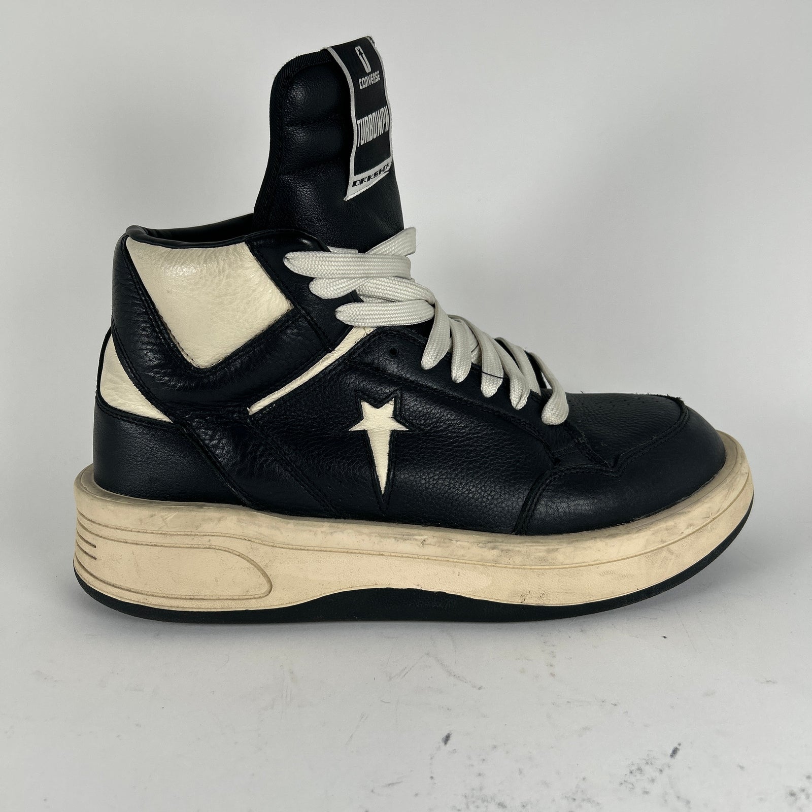 Rick Owens x Converse Black/Milk 'TurboPwn' High-Top Sneaker Size 13