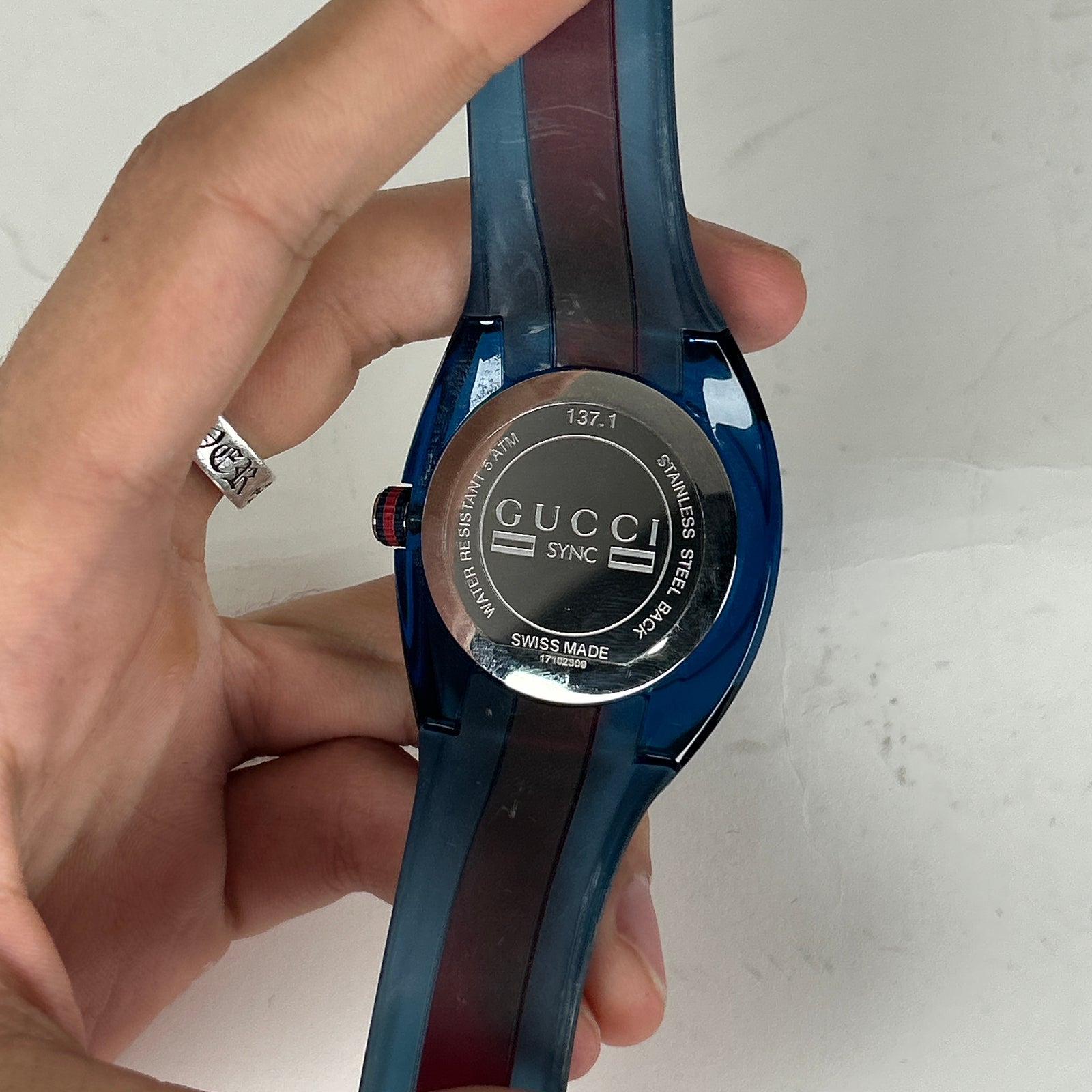 Gucci Blue/Red Sync XL 43MM Band Watch