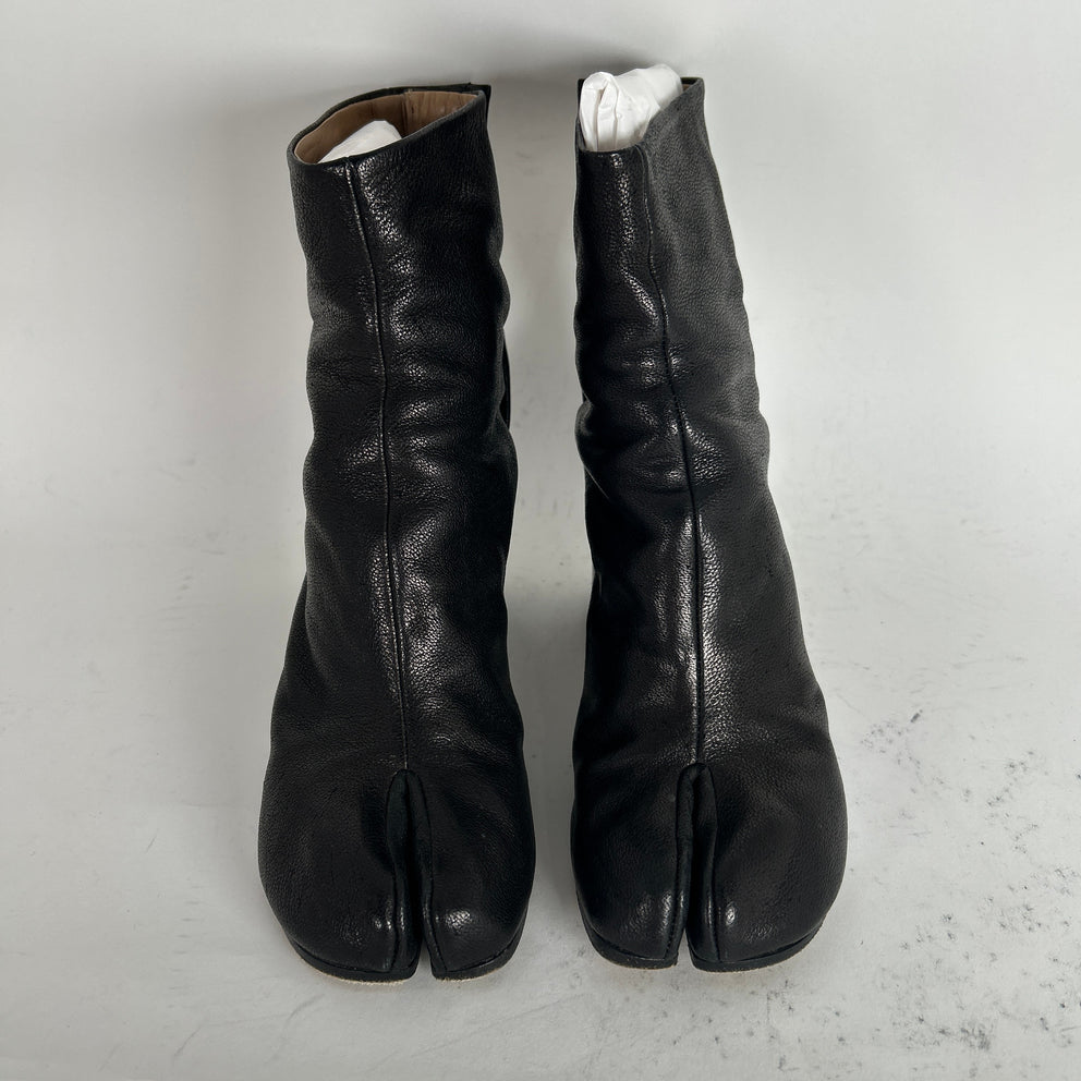 Maison Margiela Black Leather Tabi Boots Size 37