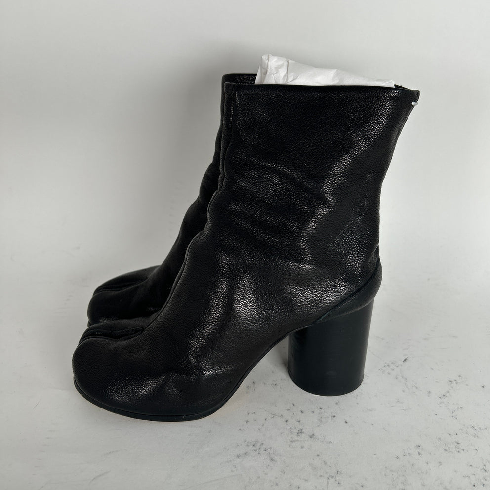 Maison Margiela Black Leather Tabi Boots Size 37