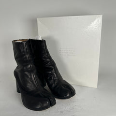 Maison Margiela Black Leather Tabi Boots Size 37