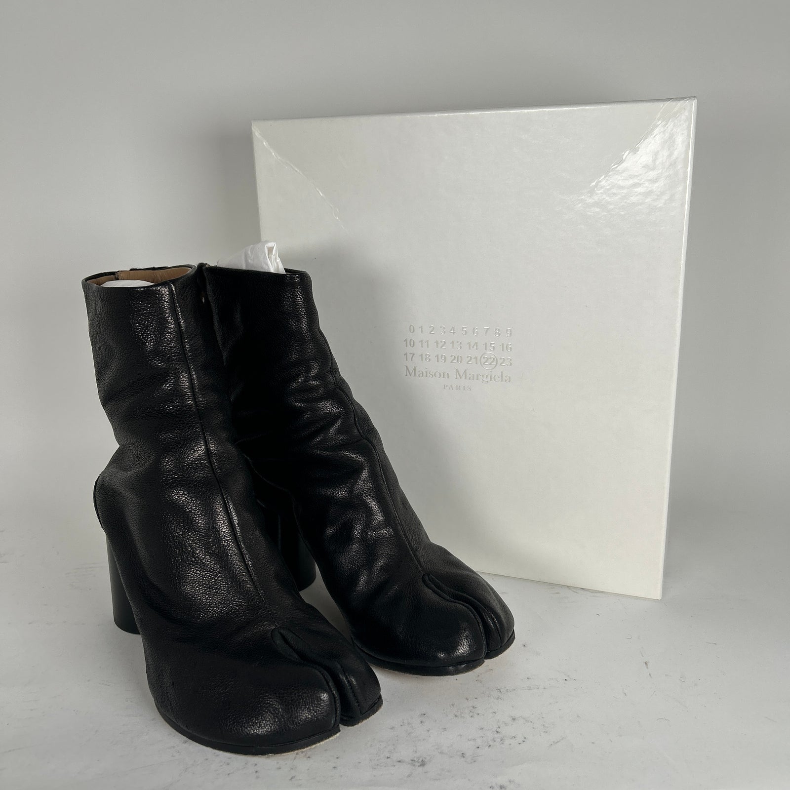 Maison Margiela Black Leather Tabi Boots Size 37