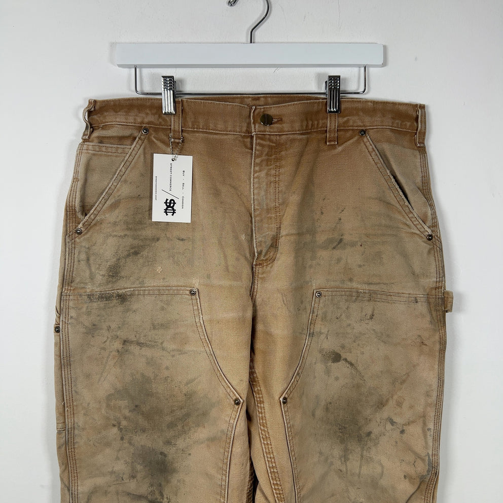 Carhartt Vintage Faded Khaki Distressed 'Double Knee' Carpenter Pants