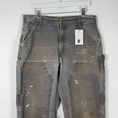 Carhartt Faded Grey Distressed 'Double Knee' Carpenter Pants
