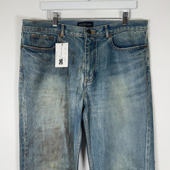 Balenciaga Waxed Distressed Denim Jeans