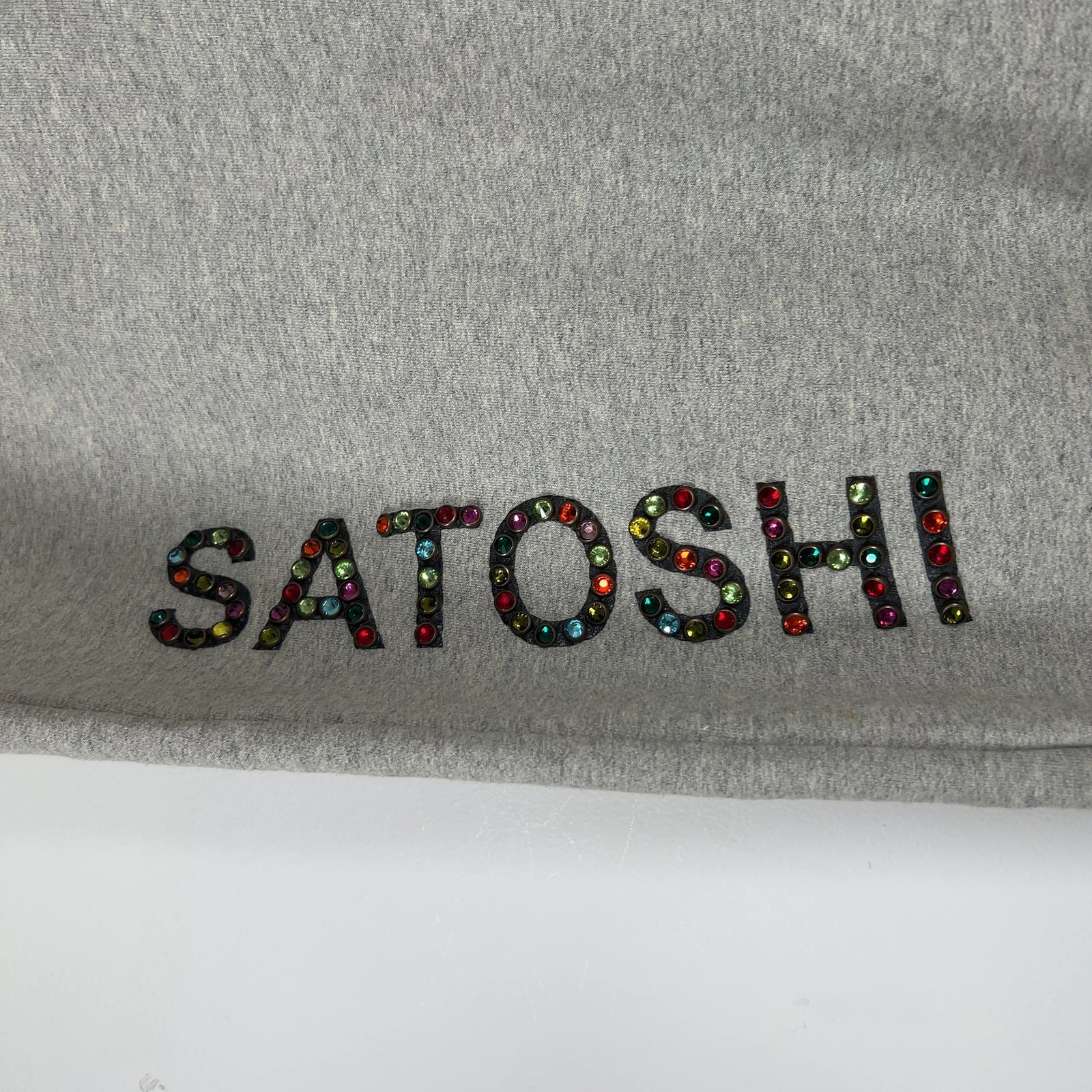 Satoshi Nakamoto Double Layer Studded Gemstone Logo Sweatpants