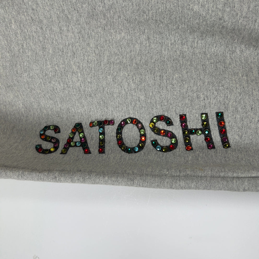 Satoshi Nakamoto Double Layer Studded Gemstone Logo Sweatpants