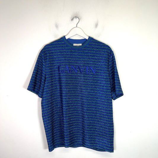 Lanvin Striped Viscose Logo T-Shirt