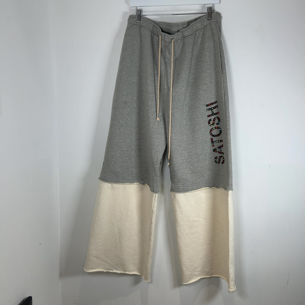 Satoshi Nakamoto Double Layer Studded Gemstone Logo Sweatpants