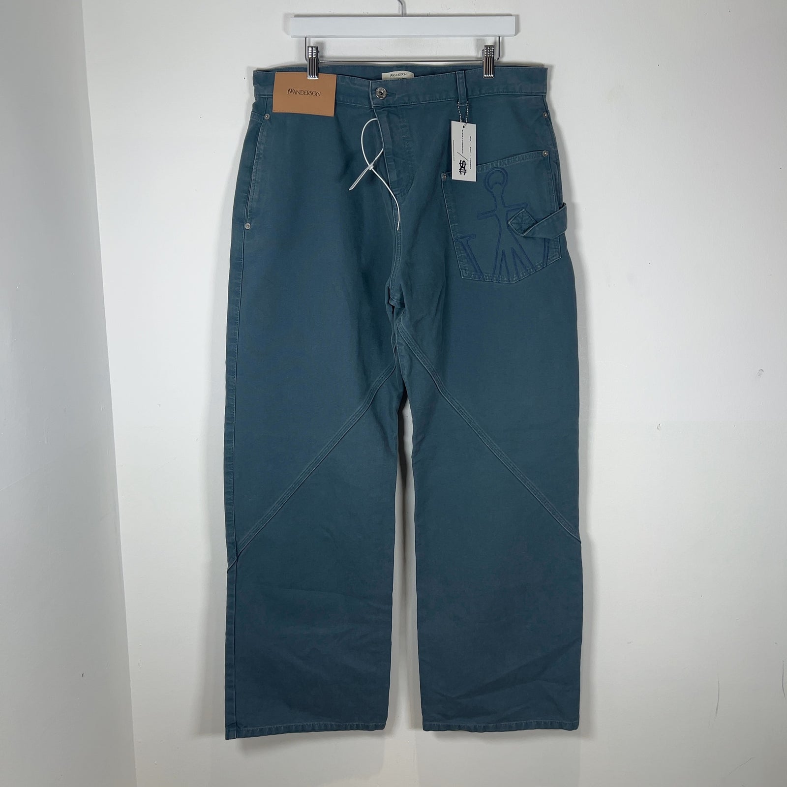 JW Anderson Blue 'Twisted' Workwear Canvas Pants