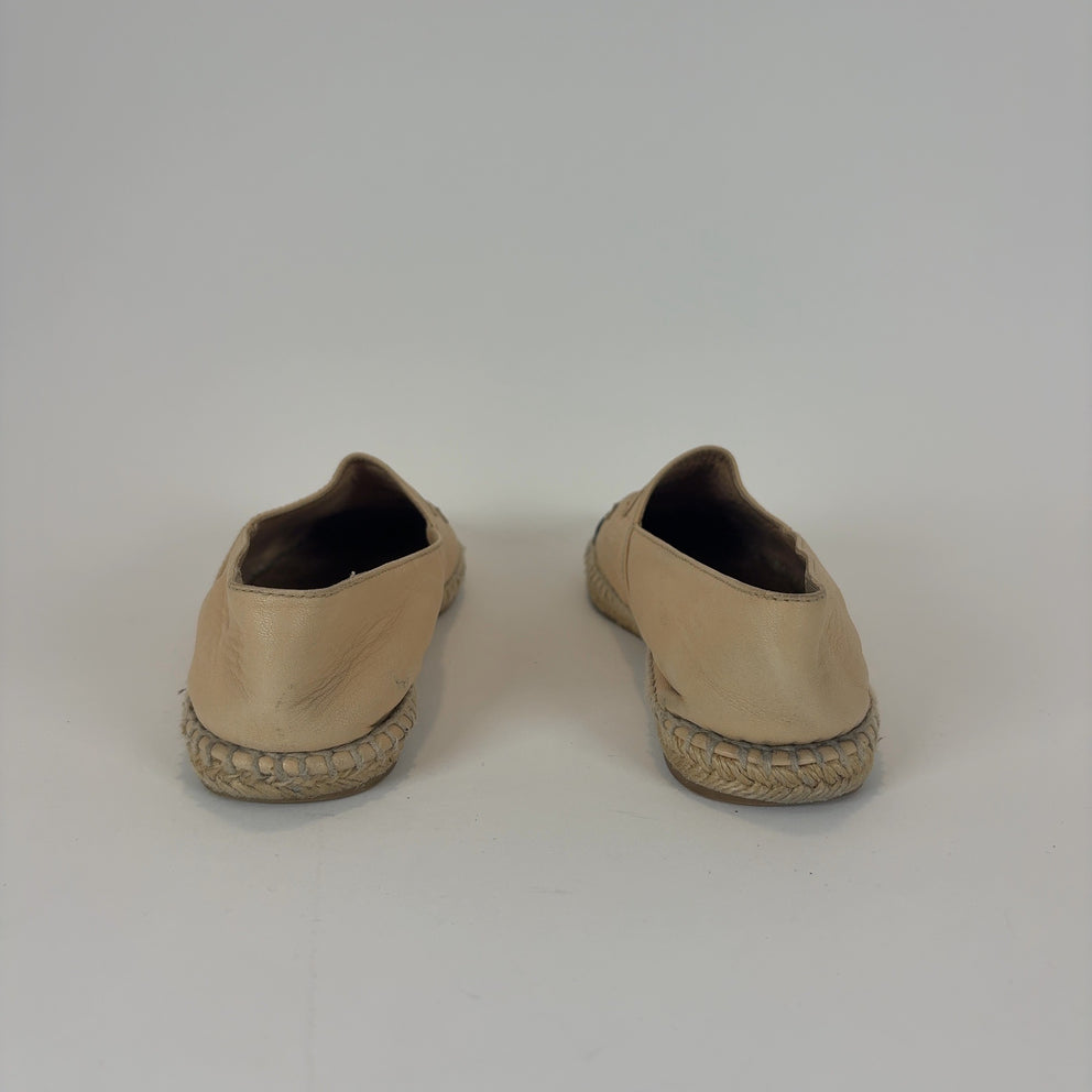 Chanel Leather Logo Espadrilles Flats