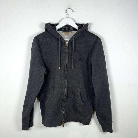 Burberry Check Charcoal Zip Up Hoodie