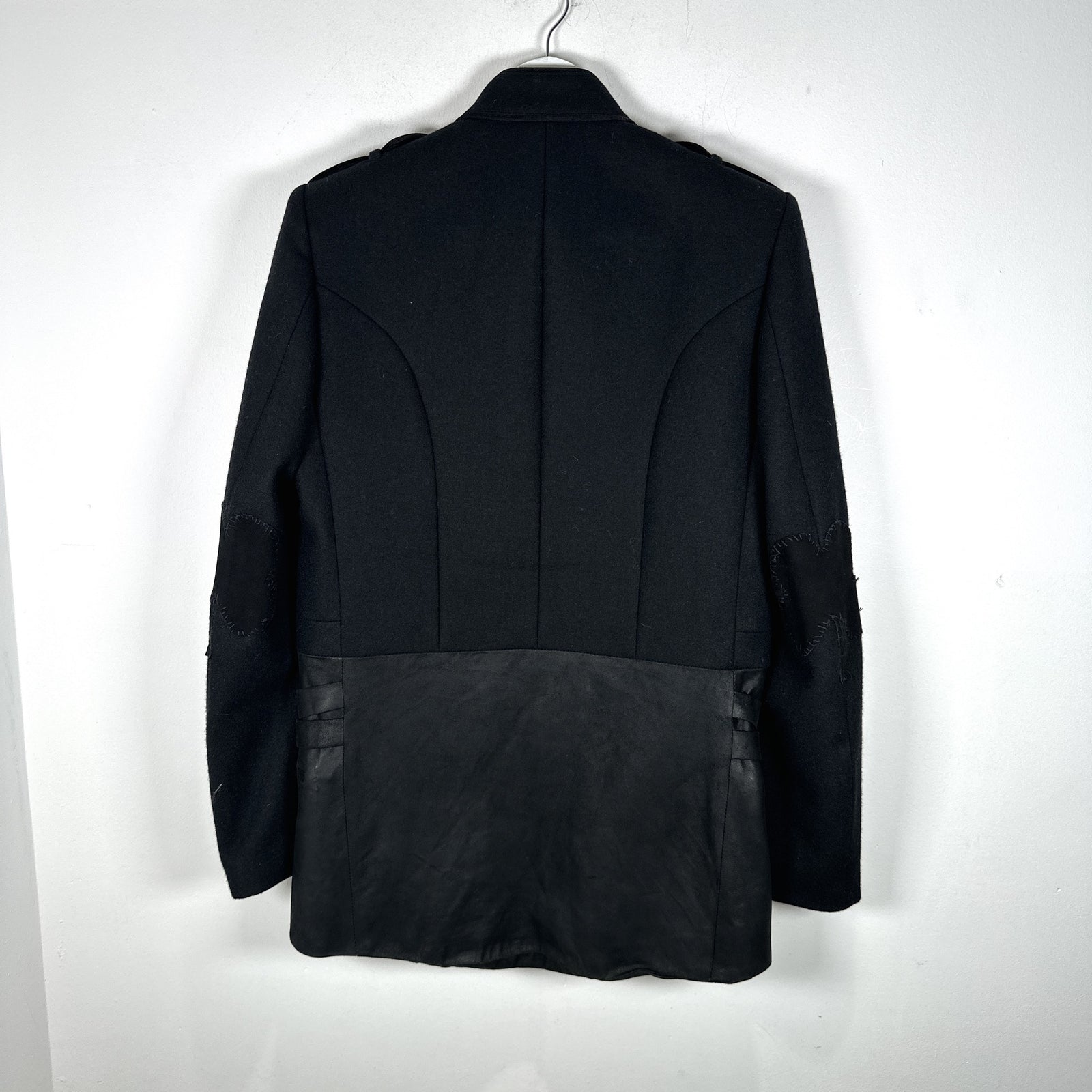 Number (N)ine AW06 'NOIR' Black Leather Hybrid Wool Napoleon Jacket Size 2