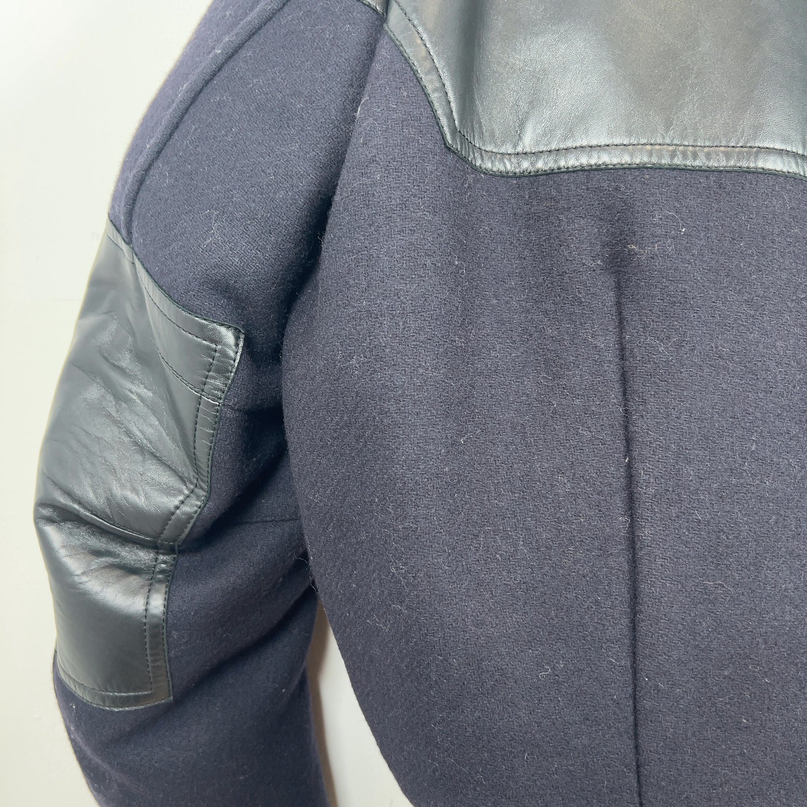 Prada Paneled Wool Down Lined Cropped Bomber Jacket