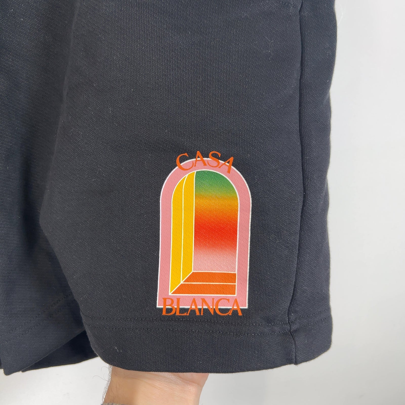 Casablanca Pink Outline Doorway Graphic Cotton Shorts