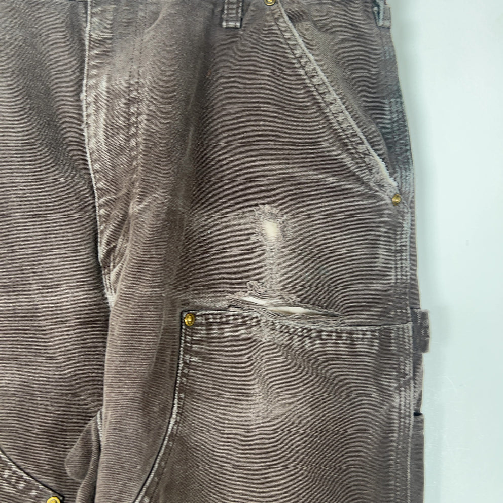 Carhartt Faded Brown Distressed 'Double Knee' Carpenter Pants