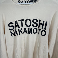 Satoshi Nakamoto Spell Out Logo White Thermal Longsleeve