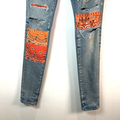 Amiri Artpatch Orange Patchwork Bandana Jeans