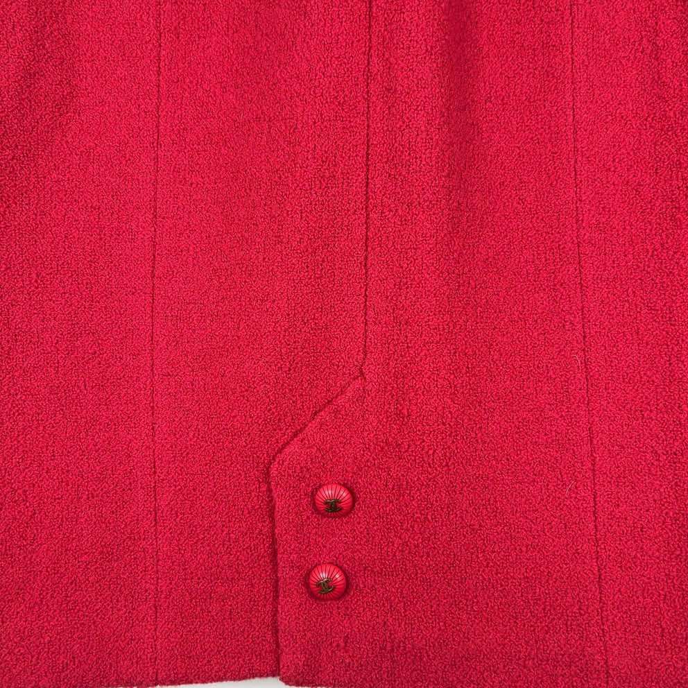 Chanel Pink Vintage Bouclé Wool Skirt Size S