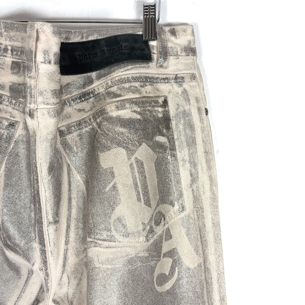 Palm Angels Silver Coated Denim Jeans