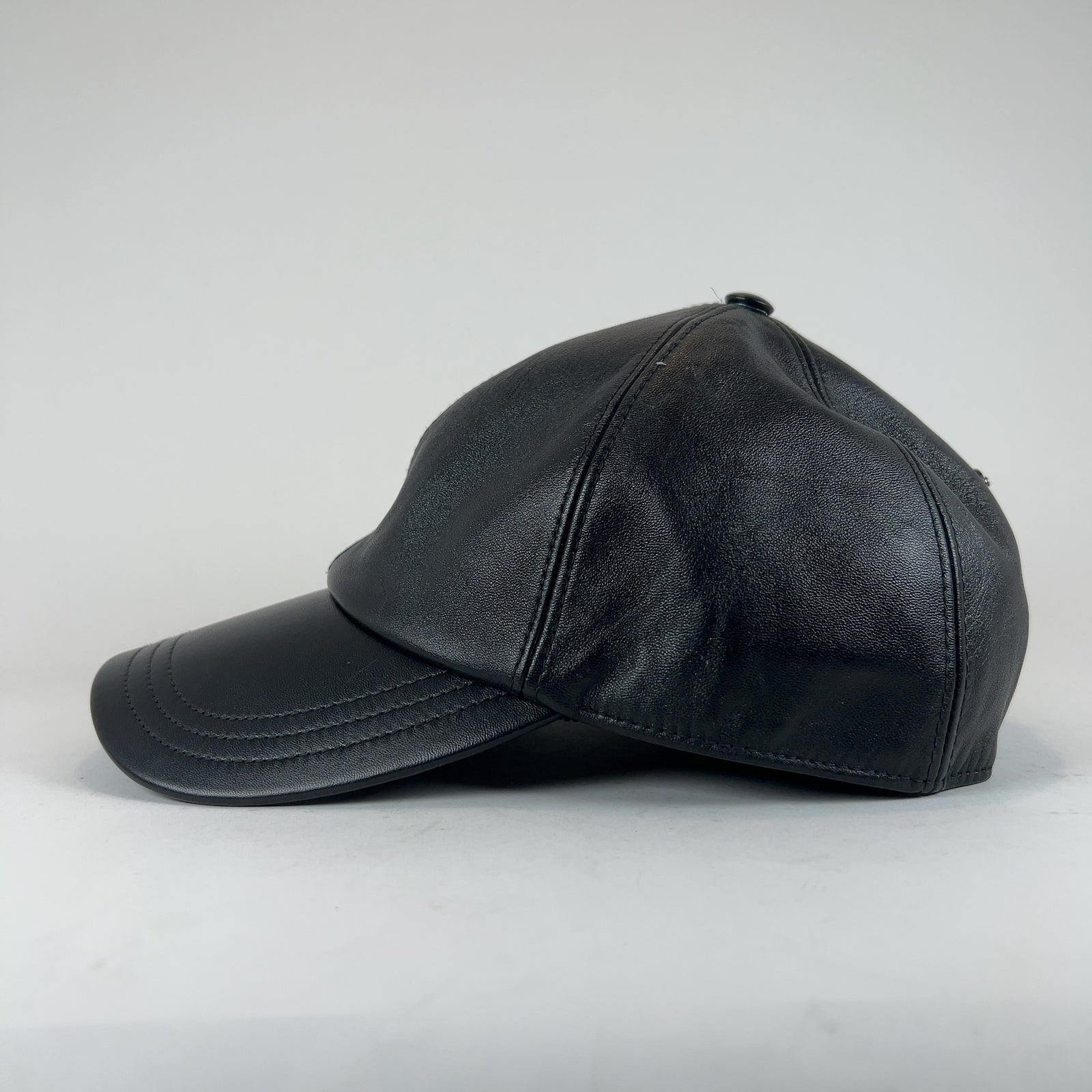 Prada Leather Plaque Logo Hat