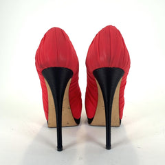 Giuseppe Zanotti Red Runched Silk Platform Pumps