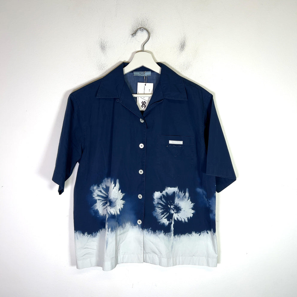 Prada Tye Dye Floral Poplin Camp Shirt