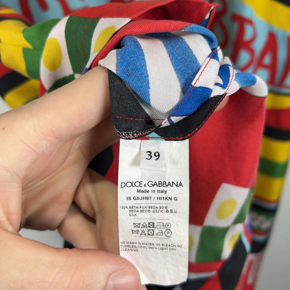 Dolce & Gabbana Carretto Printed Multi Color Silk Shirt