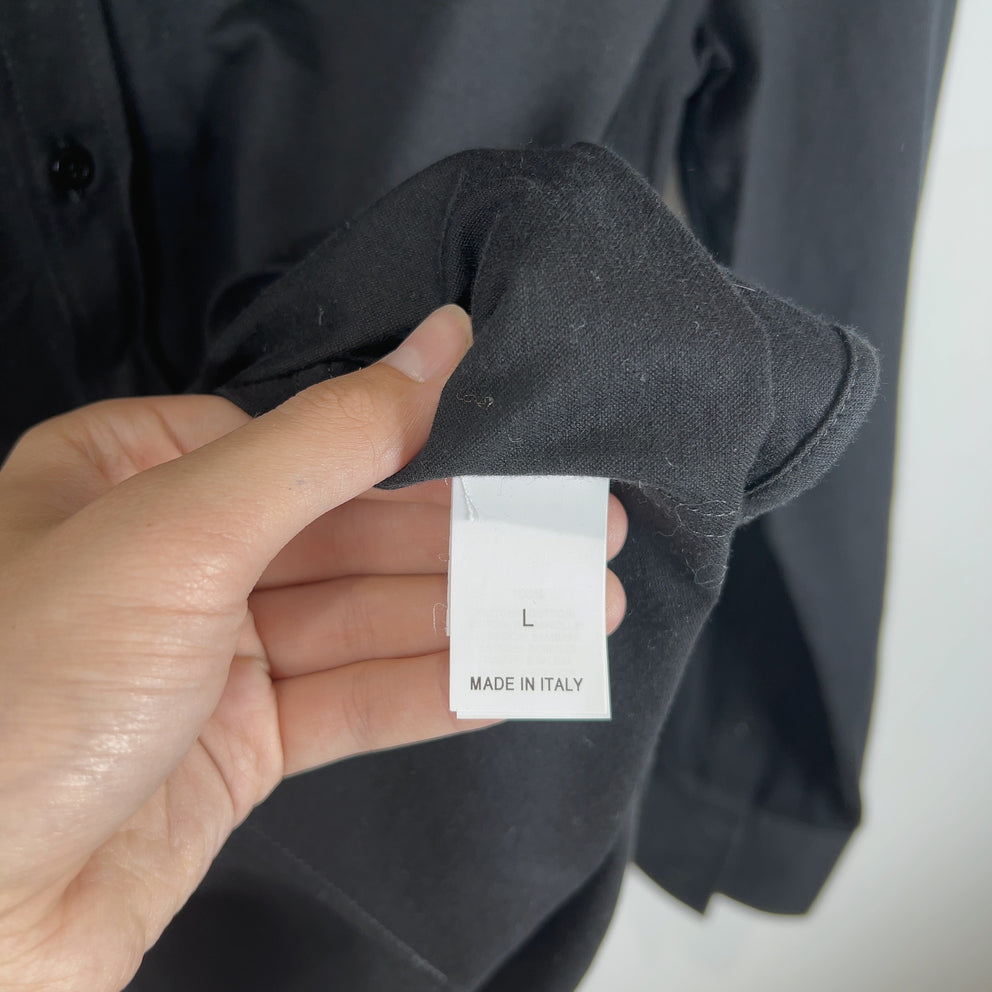 Brunello Cucinelli Spread Collar Black Cotton Shirt