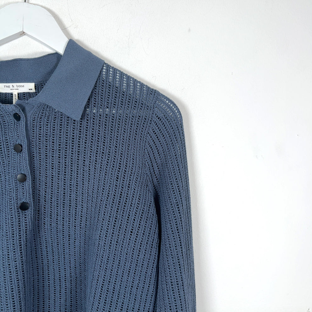 Rag & Bone Knitted Cropped Button-Up Polo Shirt