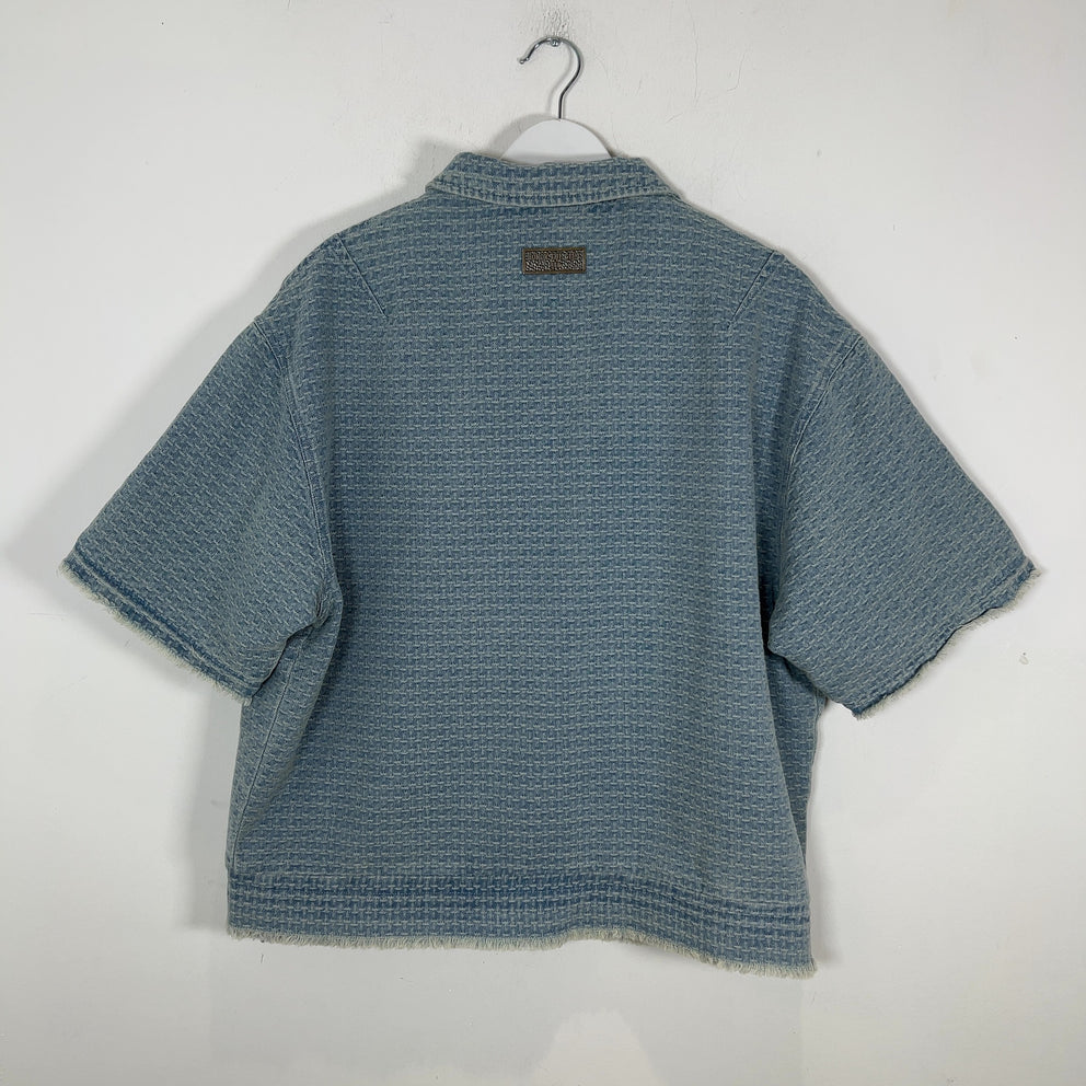 Honor The Gift Cross Stitch Zip Up Shortsleeve Denim Jacket
