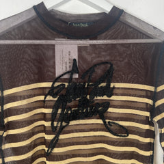 Jean Paul Gaultier Logo Striped Mesh Longsleeve Size L