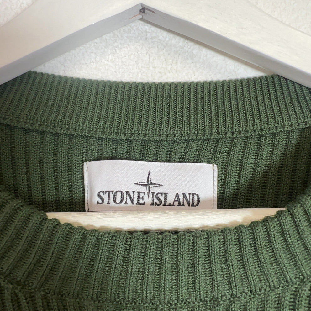 Stone Island Compass Patch Ribbed Knit Sweater