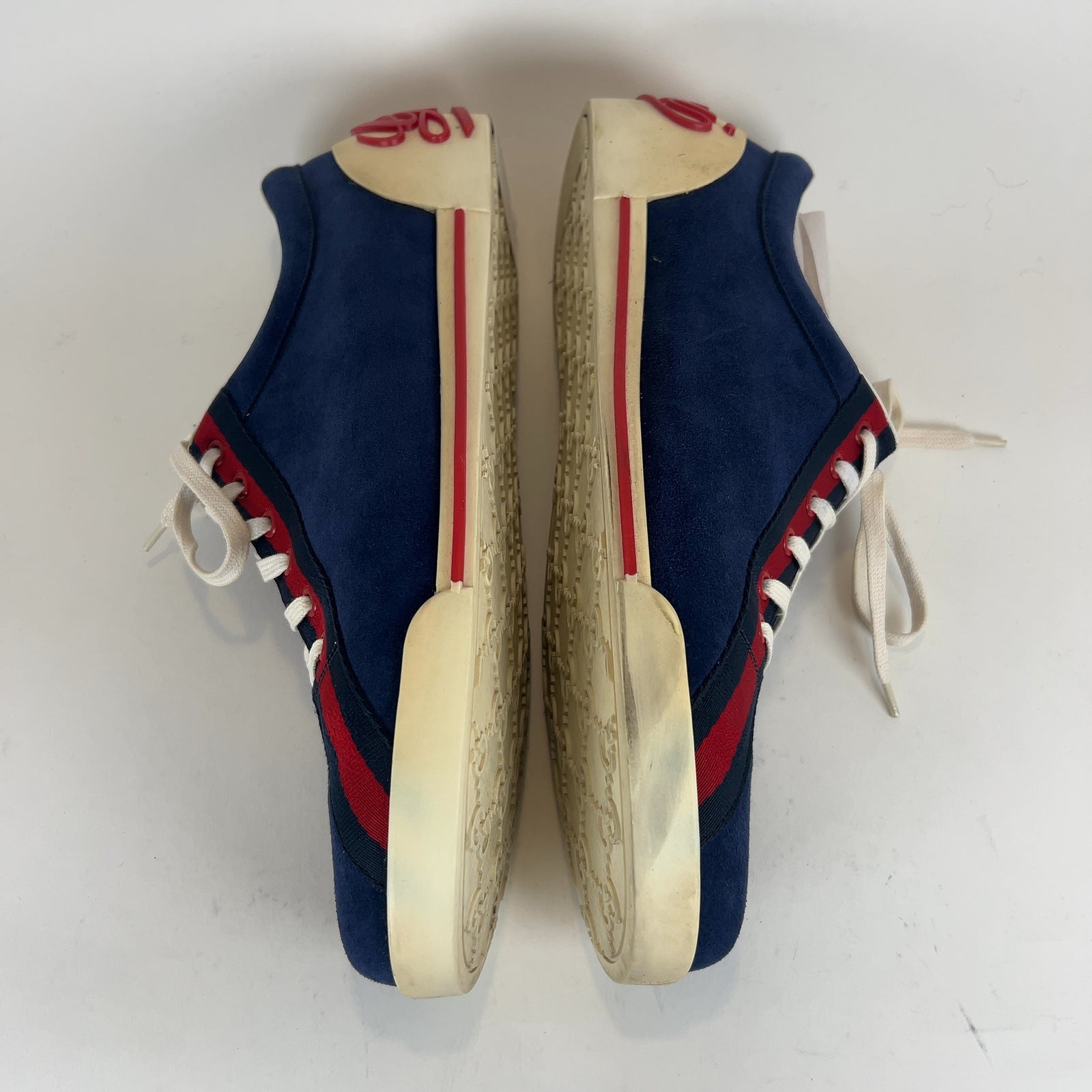 Gucci Boulevard Script Logo Suede Lowtop Sneakers