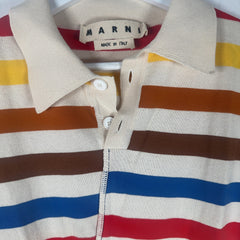 Marni Asymetric Raw Edge Striped Color Polo