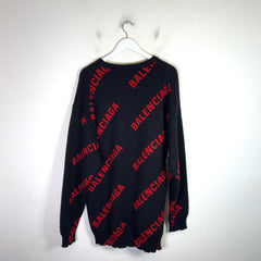 Balenciaga Allover Logo Knit Sweater