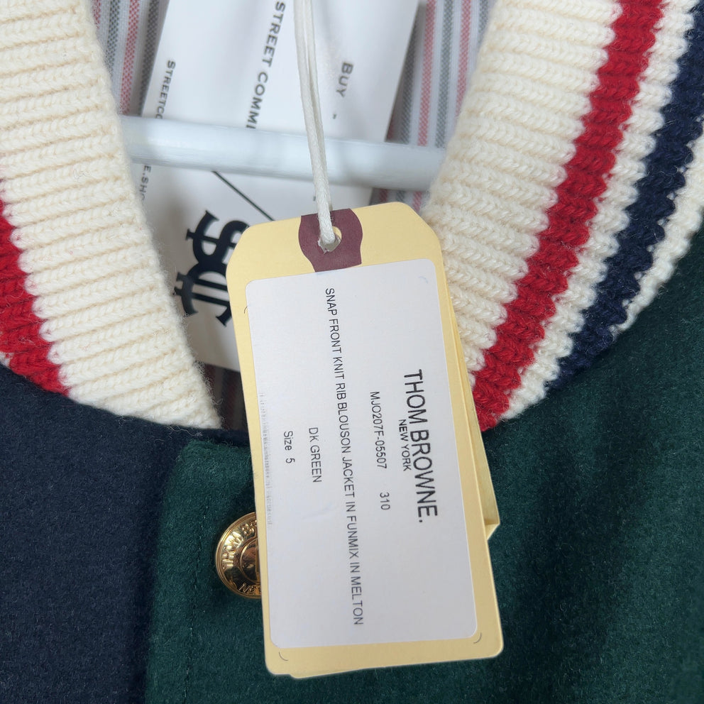 Thom Browne Color Block Wool Varsity Jacket