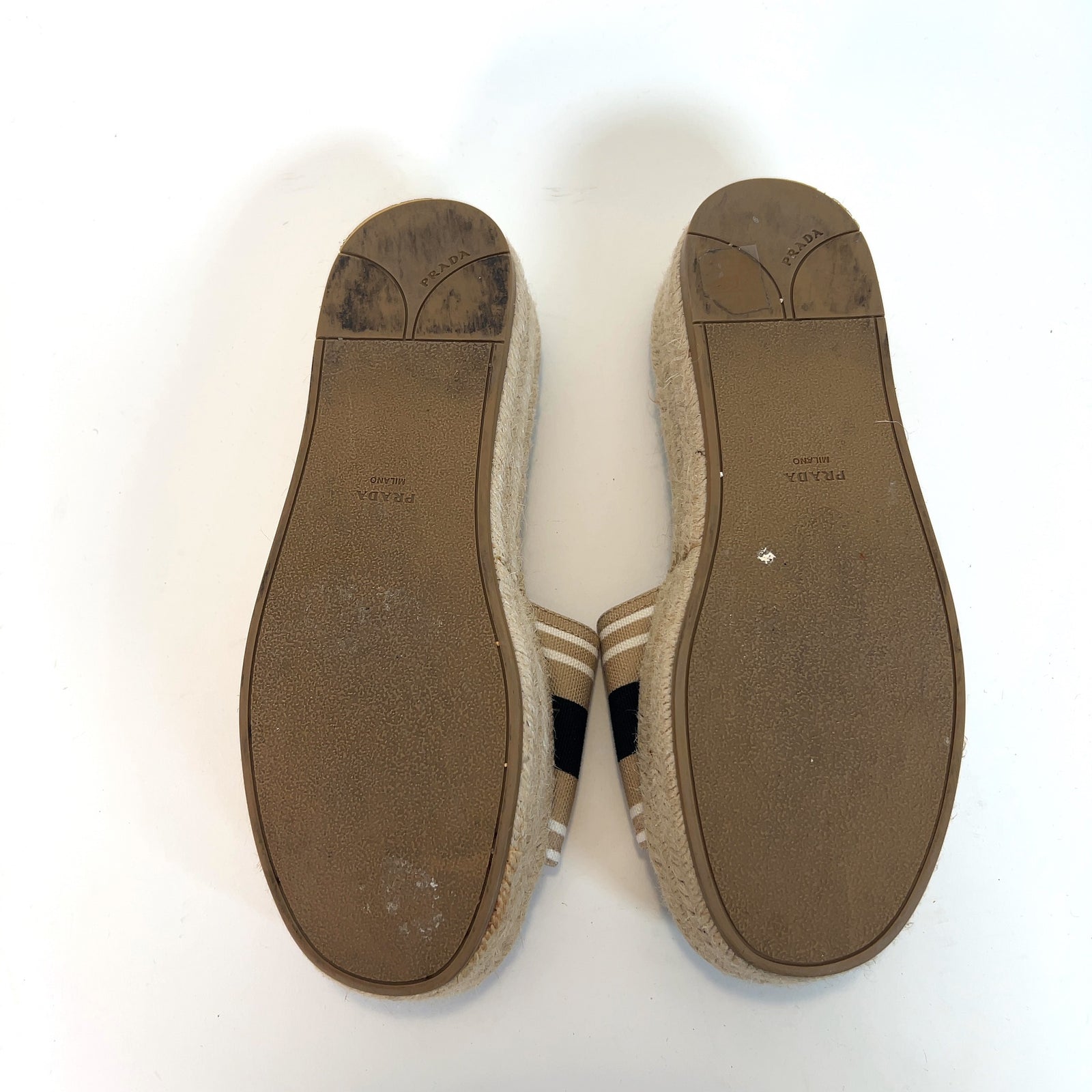 Prada Logo Logo Espardille Platform Sandals