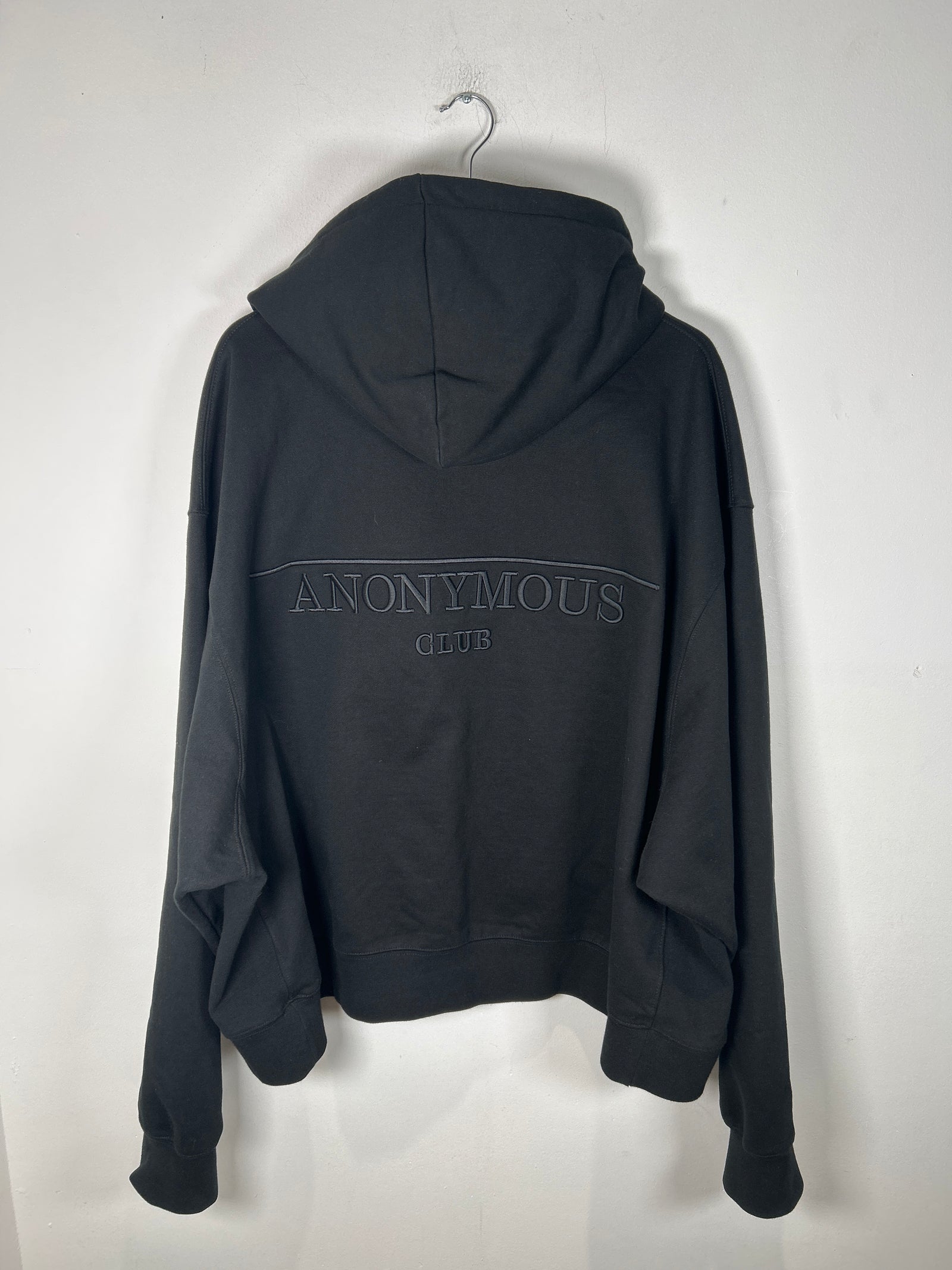 Anonymous Club Black Embroidered Logo Hoodie Size L