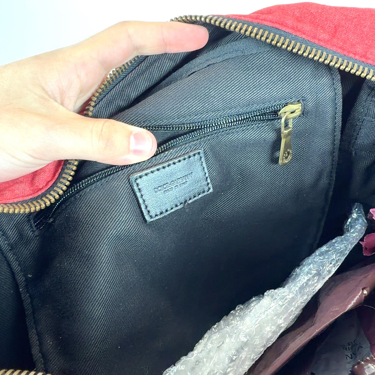 Dolce & Gabbana Vintage Stripped Red Messenger Bag