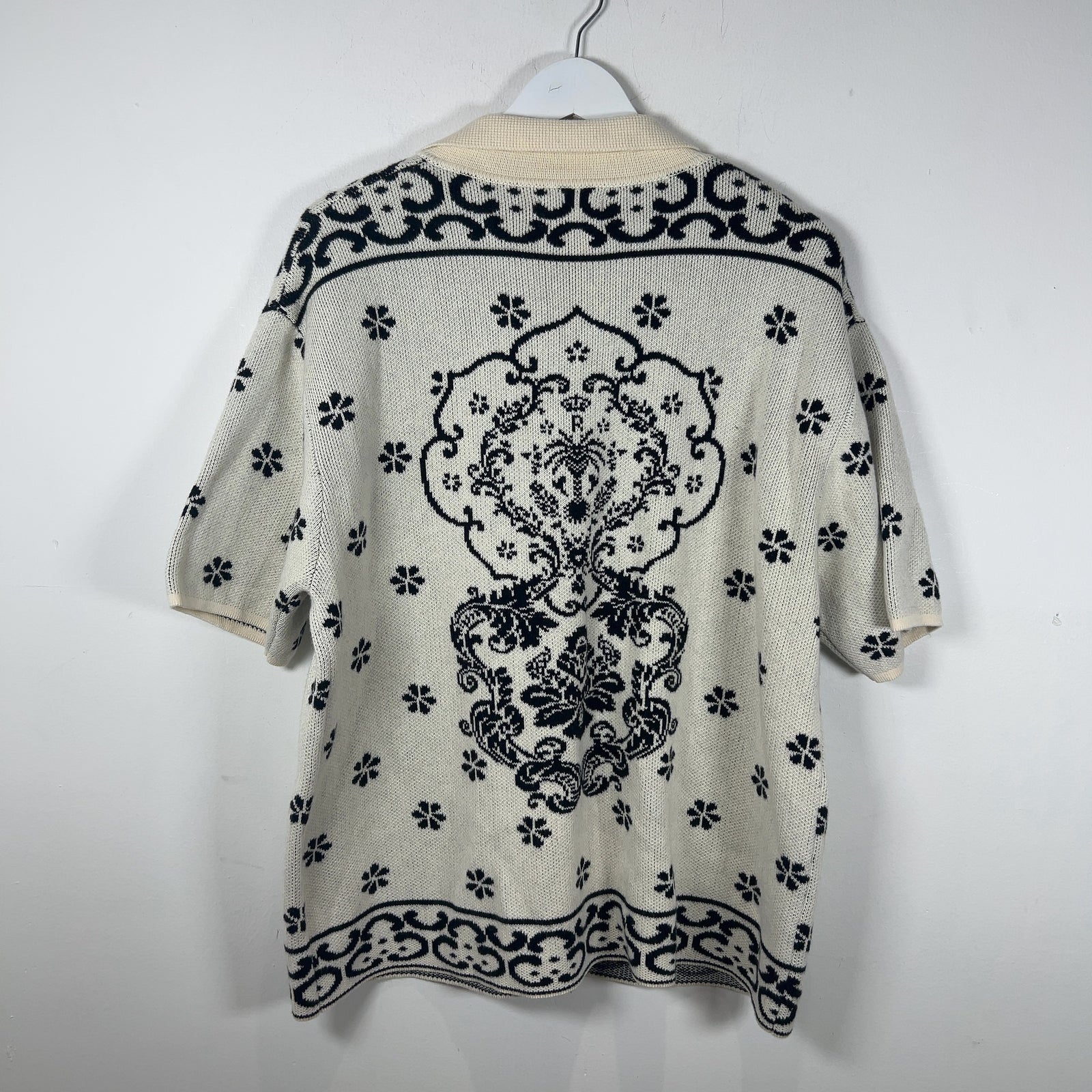 Rhude Floral Motif Knit Button Up Shirt