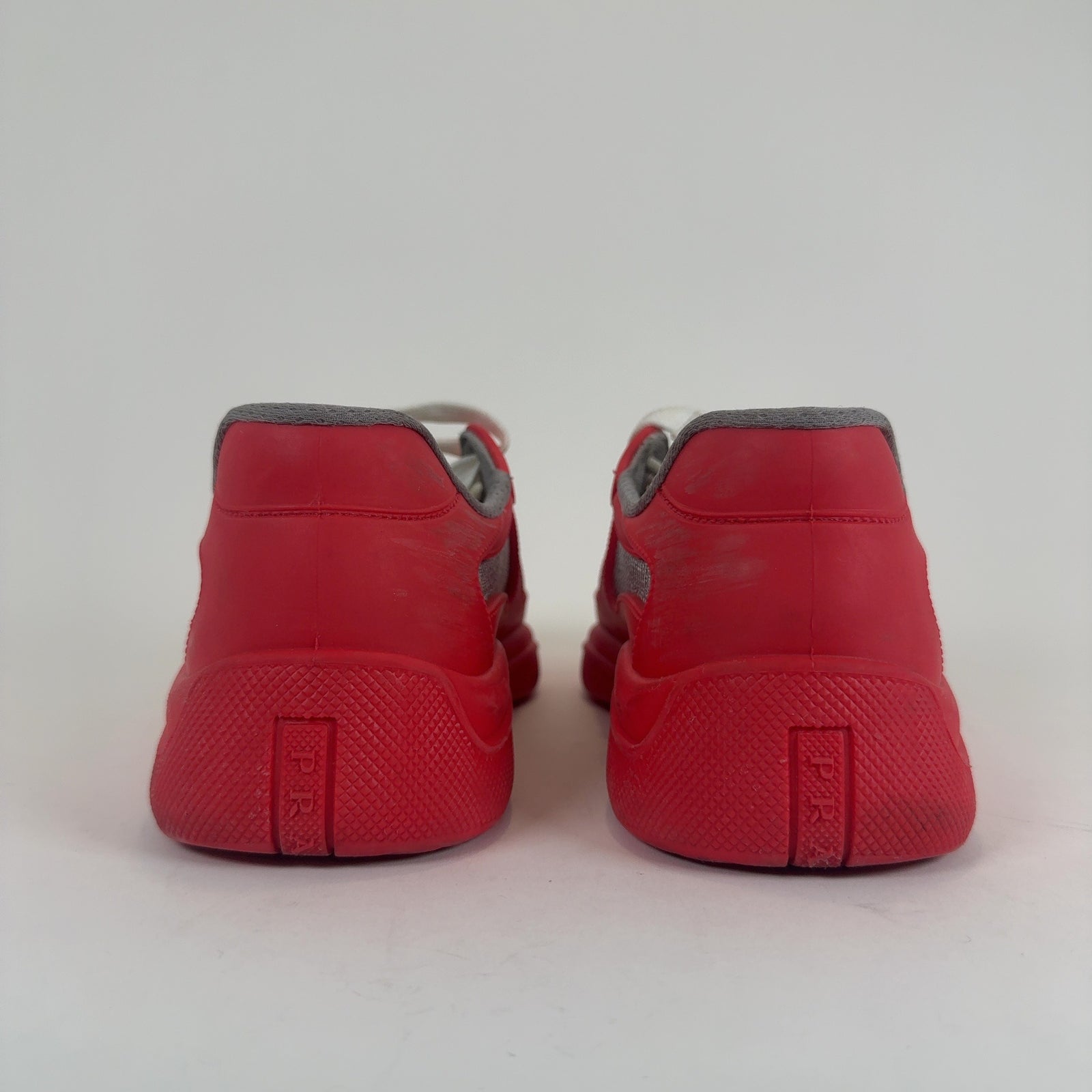 Prada Red Rubber Cups Lowtop Sneakers