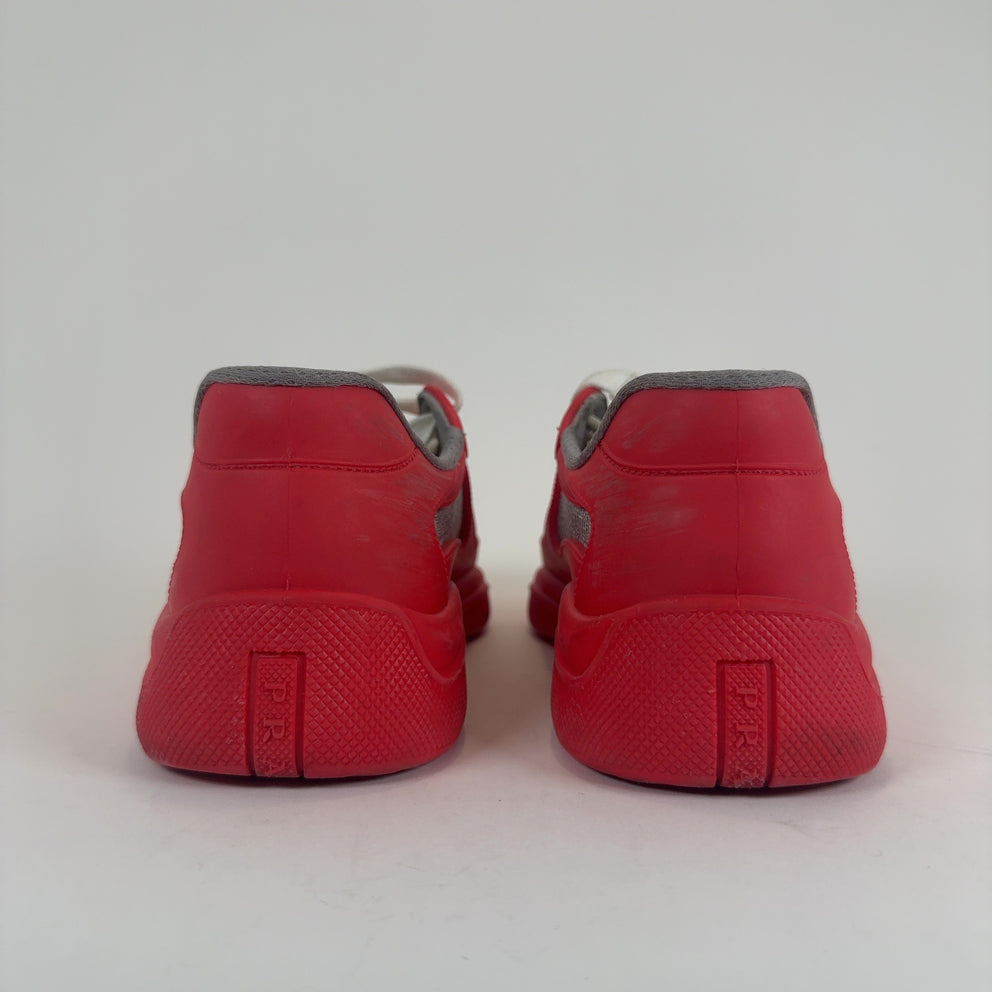 Prada Red Rubber Cups Lowtop Sneakers