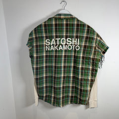 Satoshi Nakamoto Bender Cut Off Flannel Plaid Green