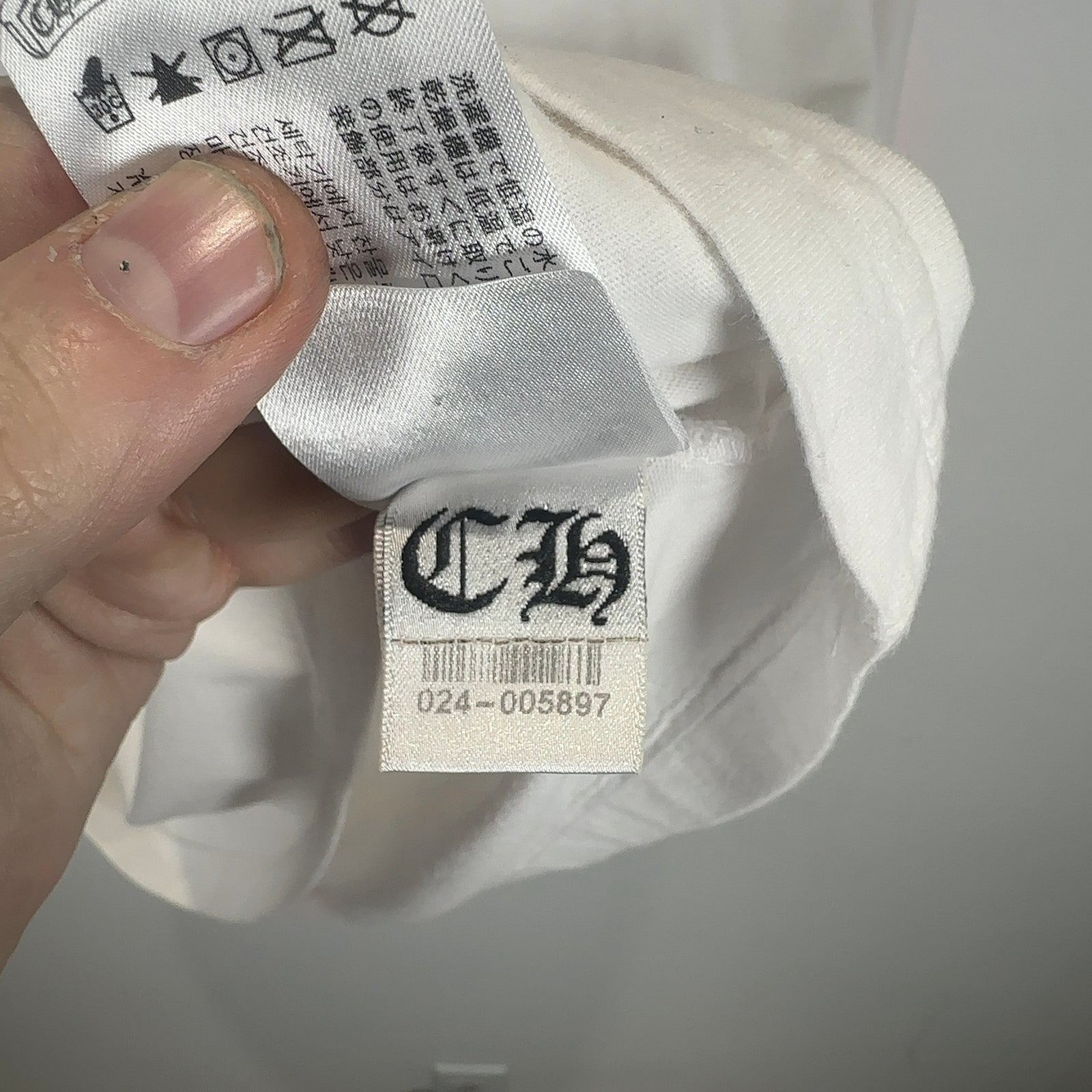 Chrome Hearts White/Pink Logo Long-Sleeve Shirt Size L