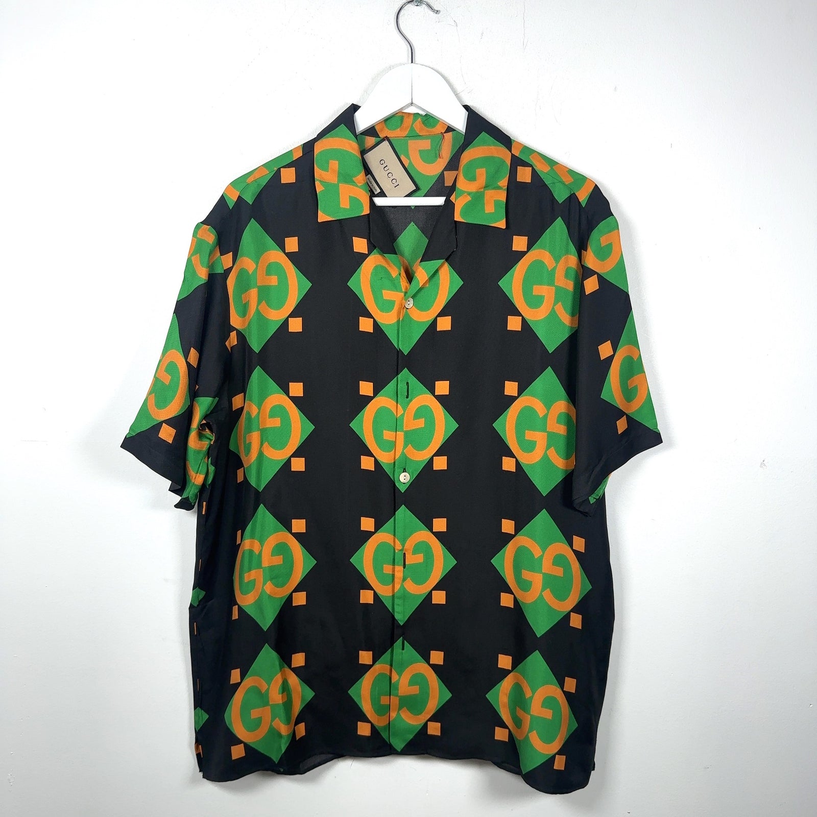 Gucci Mono-Block Silk Button-Up Shirt