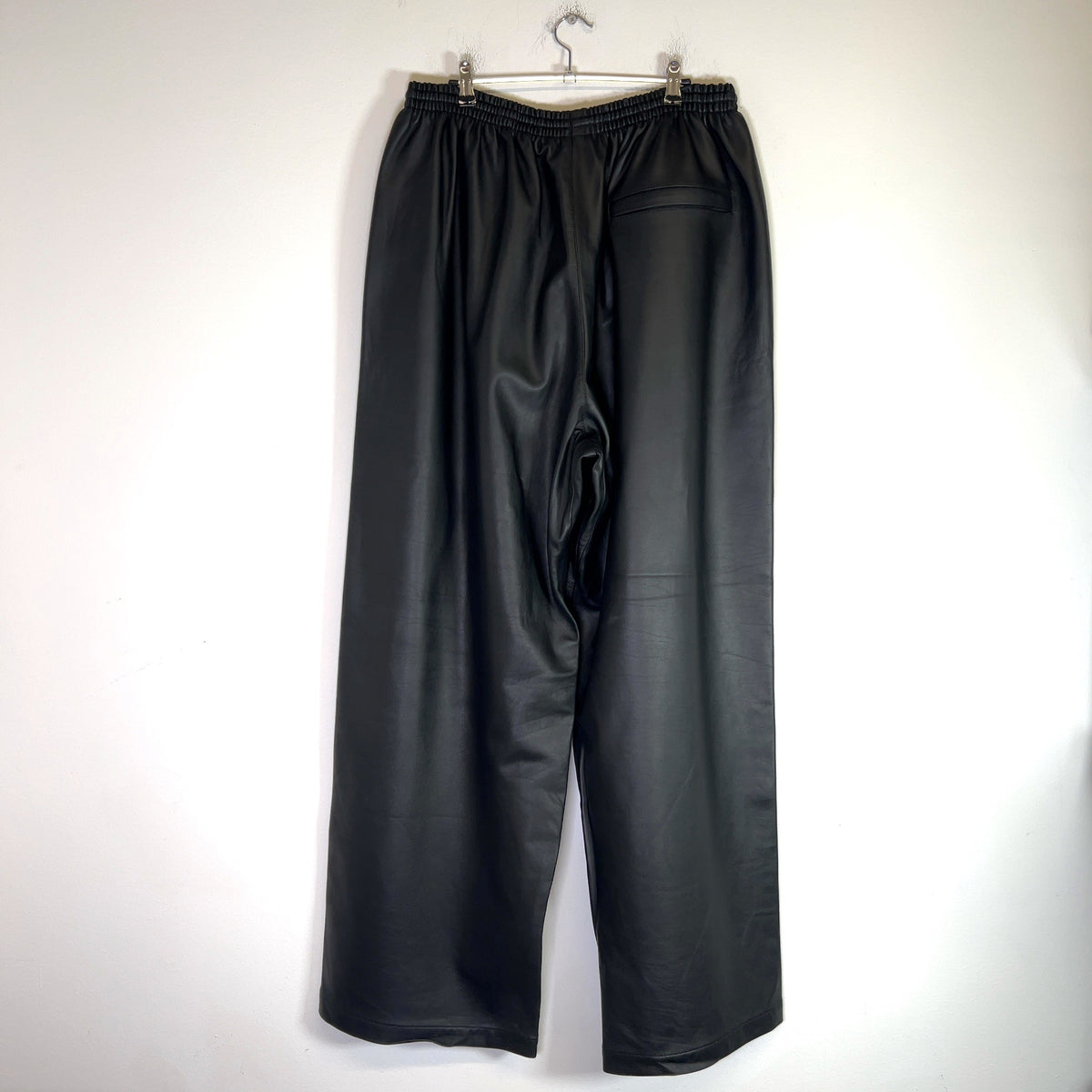 Balenciaga 3B Lambskin Wide-Leg Track Pants