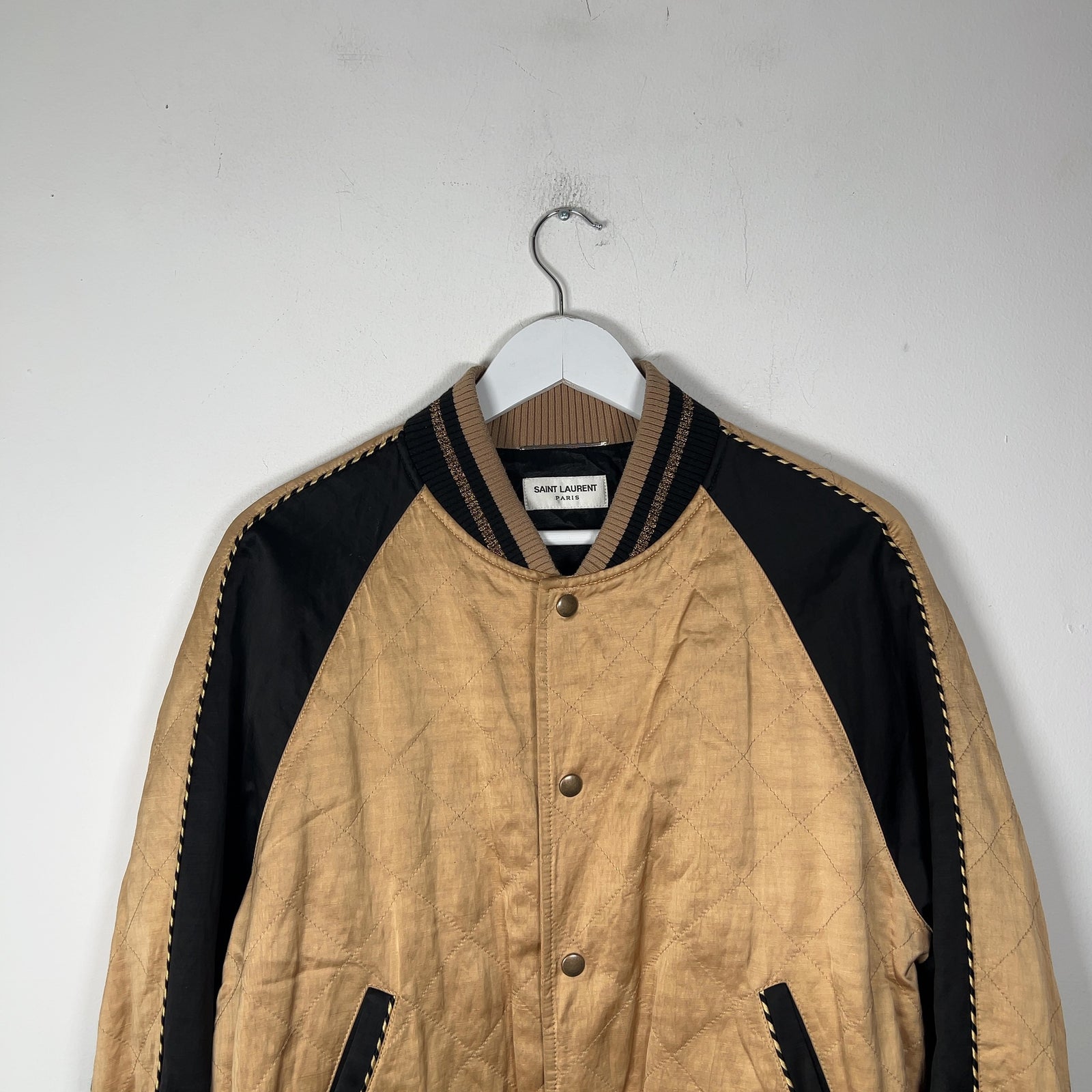 Saint Laurent Satin Diamond Quilted Teddy Jacket