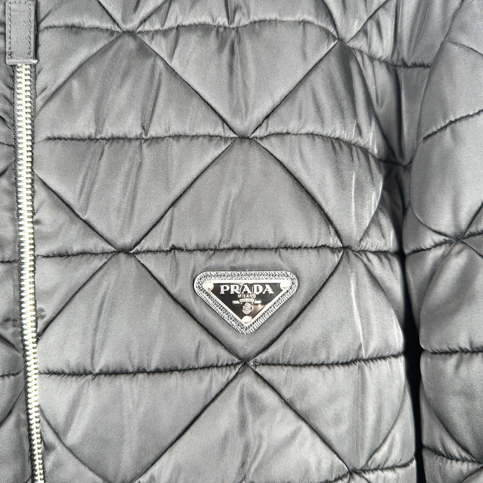 Prada Plaque Logo Quilted Puffer Jacket
