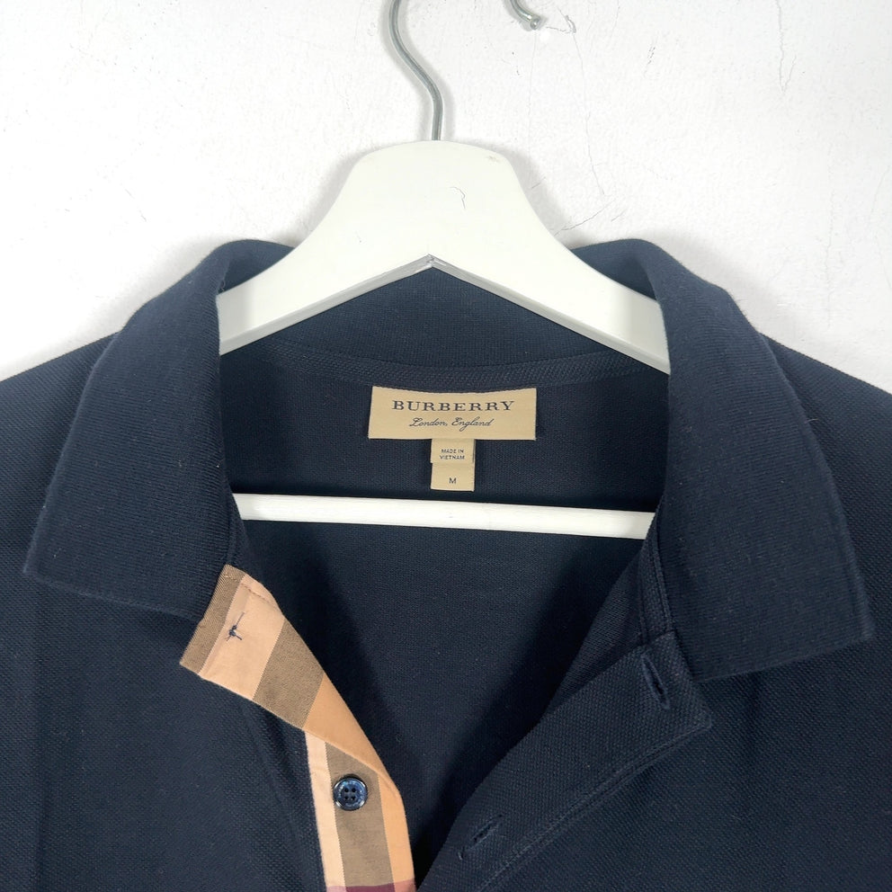 Burberry 1/4 Button Navy Polo
